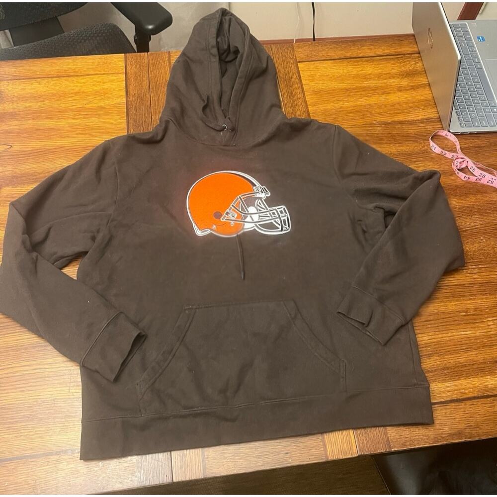 XL Cleveland Browns Hoodie NFL Football Pullover Sweatshirt Brown Orange - Picture 2 of 4